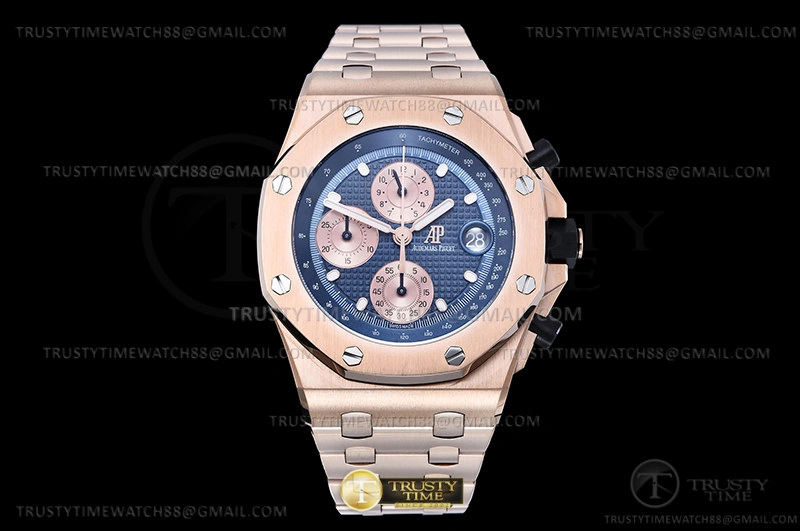 Original AP ROO Chronograph RG RG Blue Dot APF A3126 Mod 4