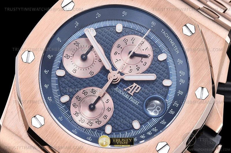 Original AP ROO Chronograph RG RG Blue Dot APF A3126 Mod 4
