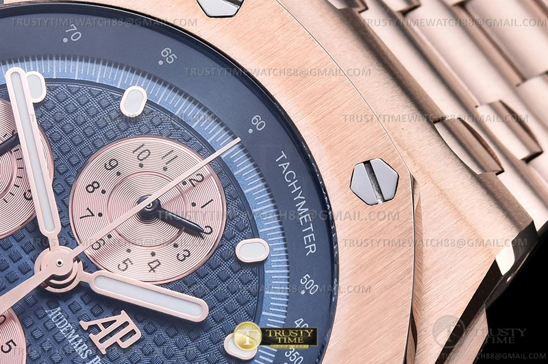 Original AP ROO Chronograph RG RG Blue Dot APF A3126 Mod 4