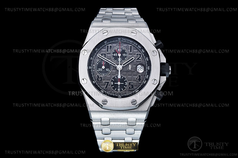 Breathable AP ROO Chronograph SS SS Grey Num APF 7750 Mod 6