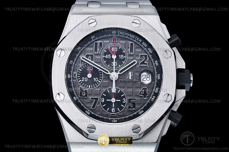 Breathable AP ROO Chronograph SS SS Grey Num APF 7750 Mod 6