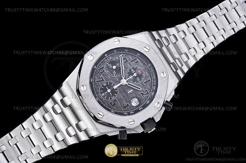 Breathable AP ROO Chronograph SS SS Grey Num APF 7750 Mod 6