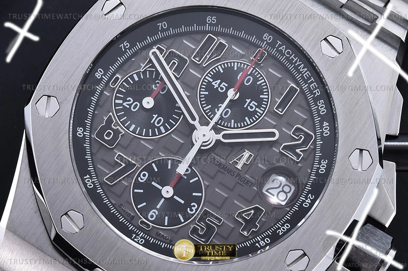 Breathable AP ROO Chronograph SS SS Grey Num APF 7750 Mod 6