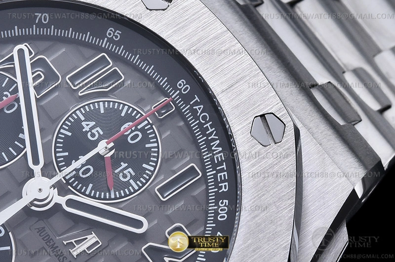 Breathable AP ROO Chronograph SS SS Grey Num APF 7750 Mod 6