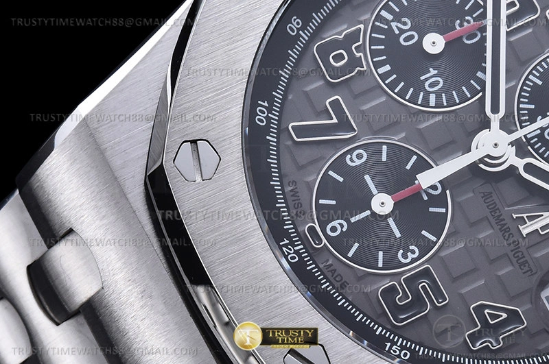 Breathable AP ROO Chronograph SS SS Grey Num APF 7750 Mod 6
