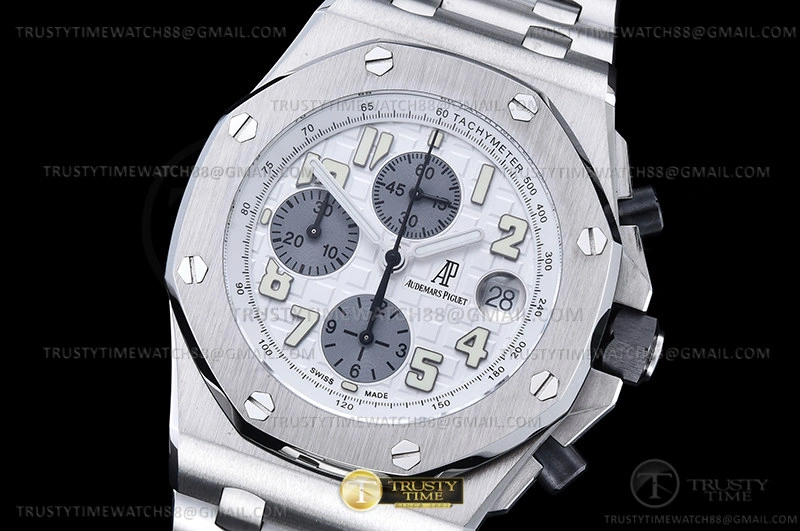 OdorResistant AP ROO Chronograph SS SS Wht Silv Num APF 7750 Mod 9