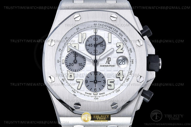 OdorResistant AP ROO Chronograph SS SS Wht Silv Num APF 7750 Mod 9