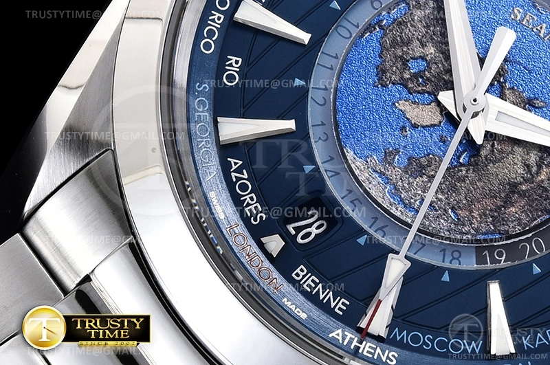 OMG0687A – Aqua Terra 150m GMT Worldtimer 43mm SS SS VSF A Minimalist 394