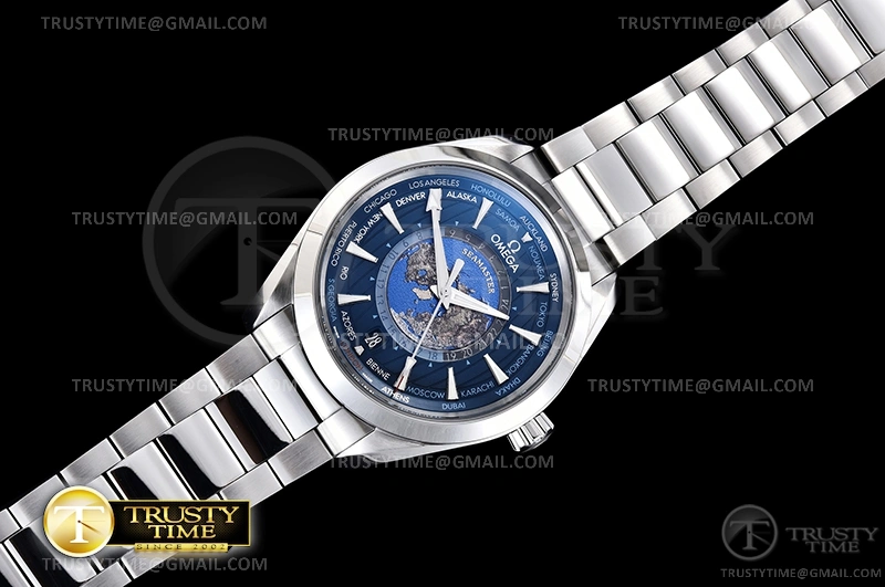 OMG0687A – Aqua Terra 150m GMT Worldtimer 43mm SS SS VSF A Minimalist 394