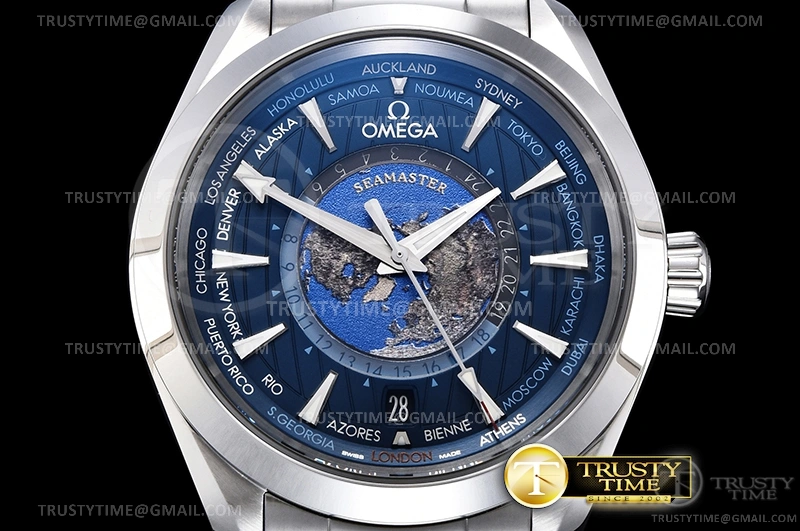 OMG0687A – Aqua Terra 150m GMT Worldtimer 43mm SS SS VSF A Minimalist 394