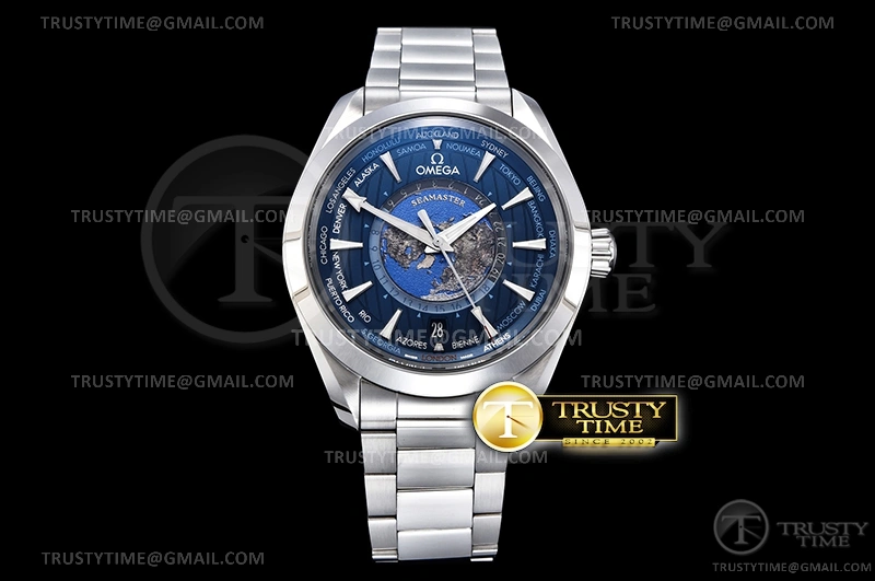 OMG0687A – Aqua Terra 150m GMT Worldtimer 43mm SS SS VSF A Minimalist 394