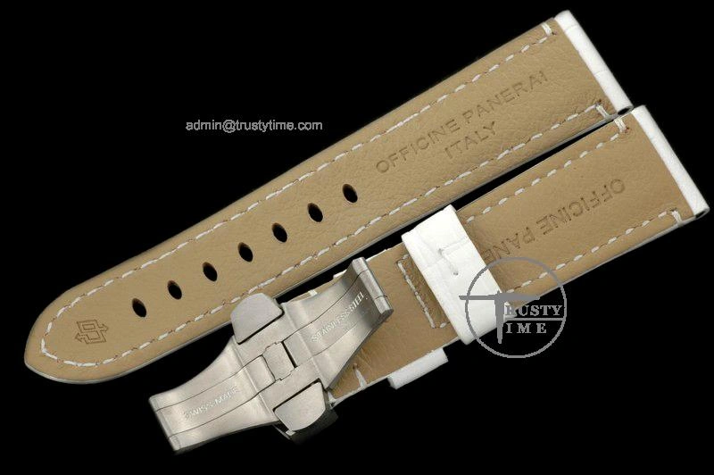 PACC005C – 22 20 Leather Strap (White) with Deployant for Pam HighPerformance 408