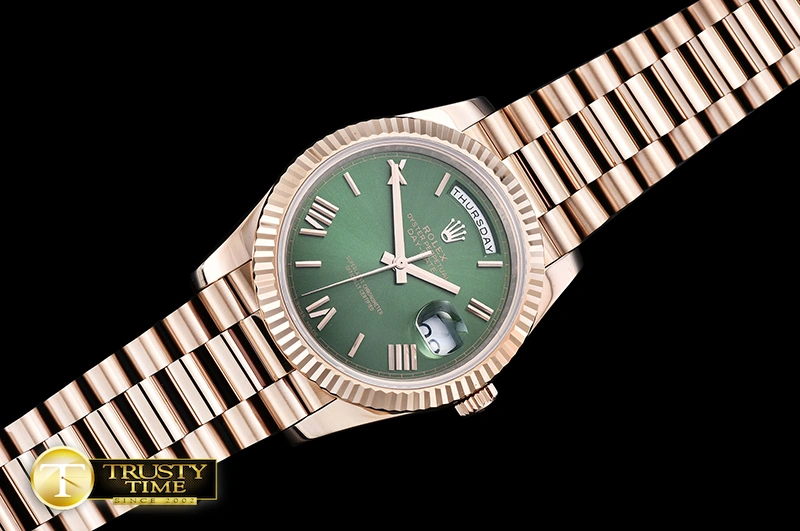 RDD0208C – DayDate 40mm Flt RG RG Green Roman Noob A3255 Mod EasyMatch 676