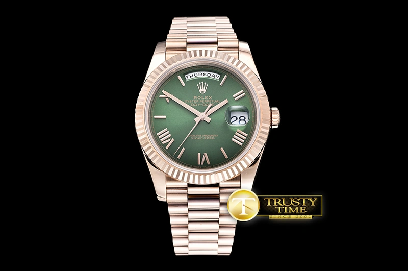 RDD0208C – DayDate 40mm Flt RG RG Green Roman Noob A3255 Mod EasyMatch 676