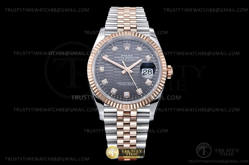 TimelessDesign RDJ0454C – DJ 36mm Jub Flt 904L RG SS P-Grey Dia VSF VS 763