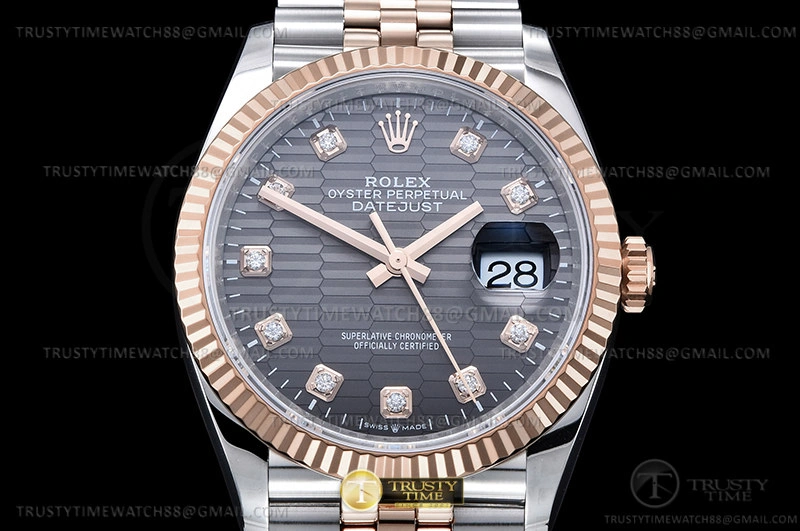 TimelessDesign RDJ0454C – DJ 36mm Jub Flt 904L RG SS P-Grey Dia VSF VS 763