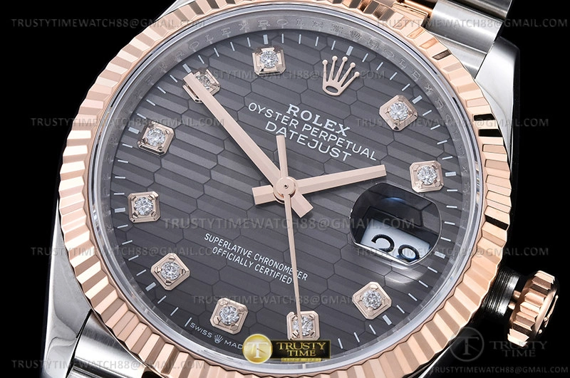 TimelessDesign RDJ0454C – DJ 36mm Jub Flt 904L RG SS P-Grey Dia VSF VS 763