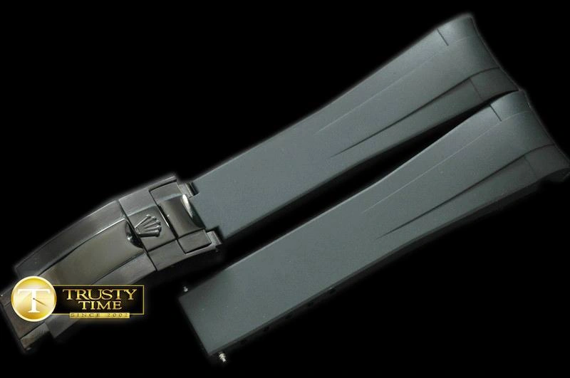 ROLACC009 – Black Rubber Strap 20 18 with PVD Insignia Clasp Casual 834